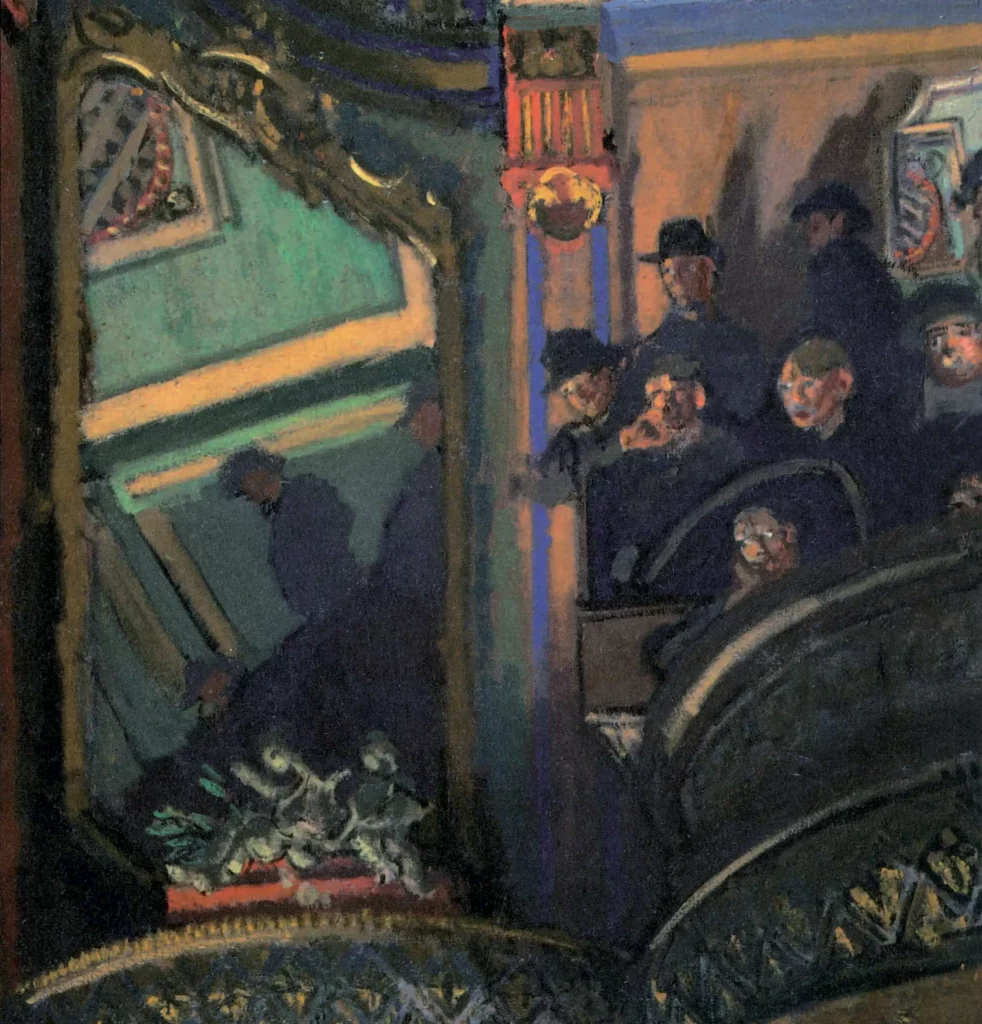 Walter Richard Sickert, Le théâtre de l’Old Bedford : Cupidon au poulailler, vers 1890. Huile sur toile, 126,5 x 77,5 cm, Ottawa, Musée des beaux-arts du Canada, don de la collection Massey de peinture anglaise, 1946.