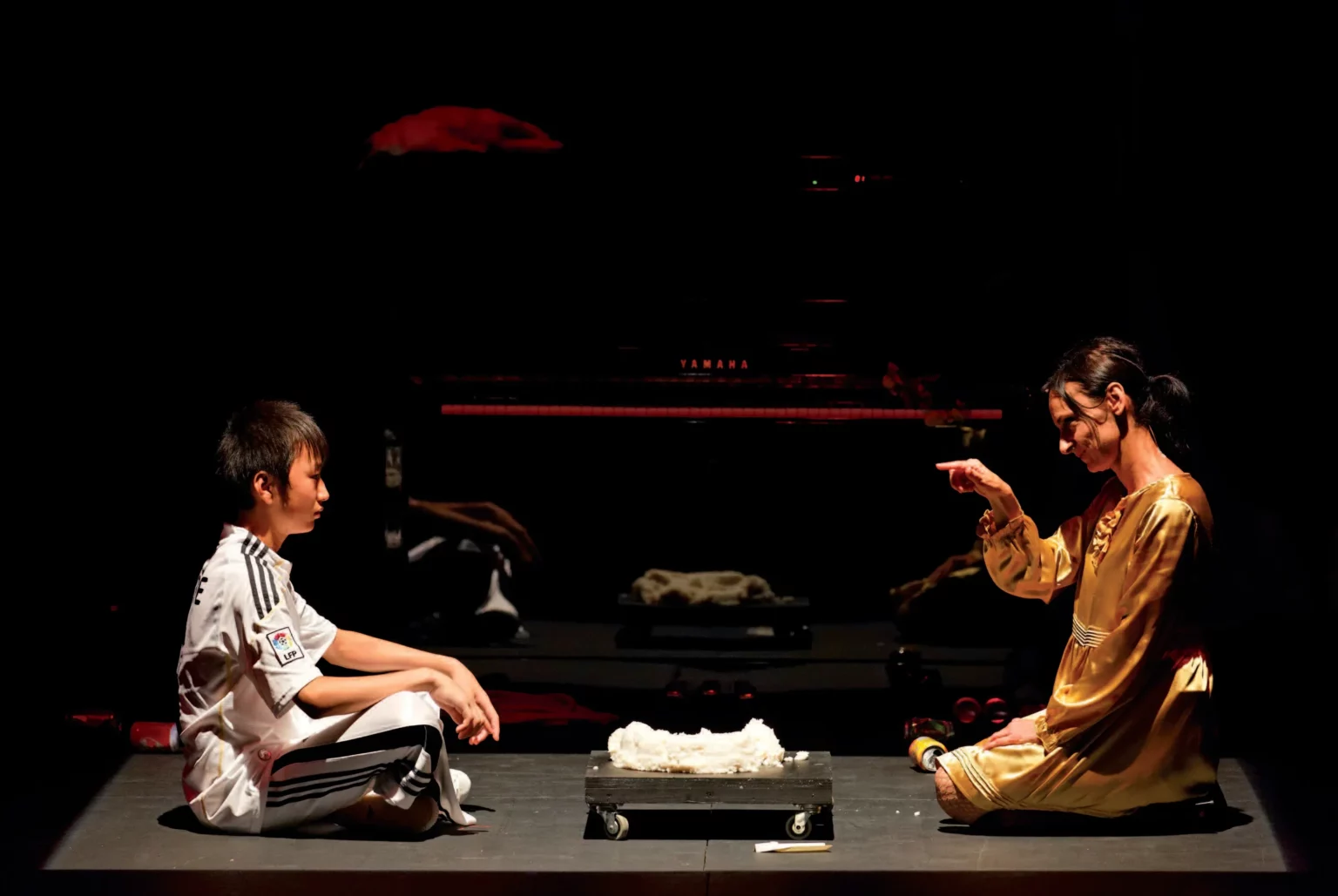 MALDITO SEA EL HOMERE QUE CONFIA EN EL 1 HOMBRE: UN PROJET D'ALPHABÉTISATION, Festival d'Avignon 2011, et LA CASA DE LA FUERZA, Festival d'Avignon 2012; d'Angélica Liddell. Photo Christophe Raymand de Lage.