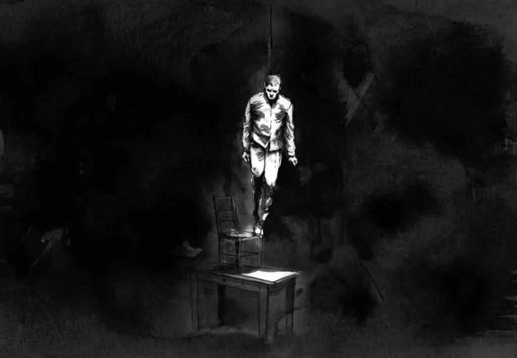 Wade in the Water, écriture et mise en scène Clément Debailleul et Raphaël Navarro. Illustrations originales de Bertrand Nodet, 2014, tirées d’un storyboard réalisé en amont du spectacle.