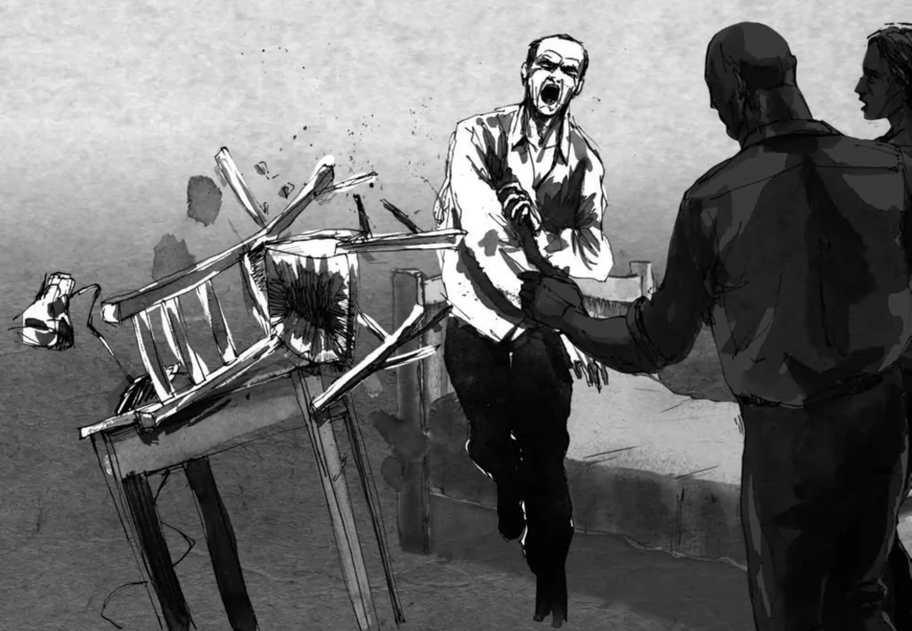 Wade in the Water, écriture et mise en scène Clément Debailleul et Raphaël Navarro. Illustrations originales de Bertrand Nodet, 2014, tirées d’un storyboard réalisé en amont du spectacle.