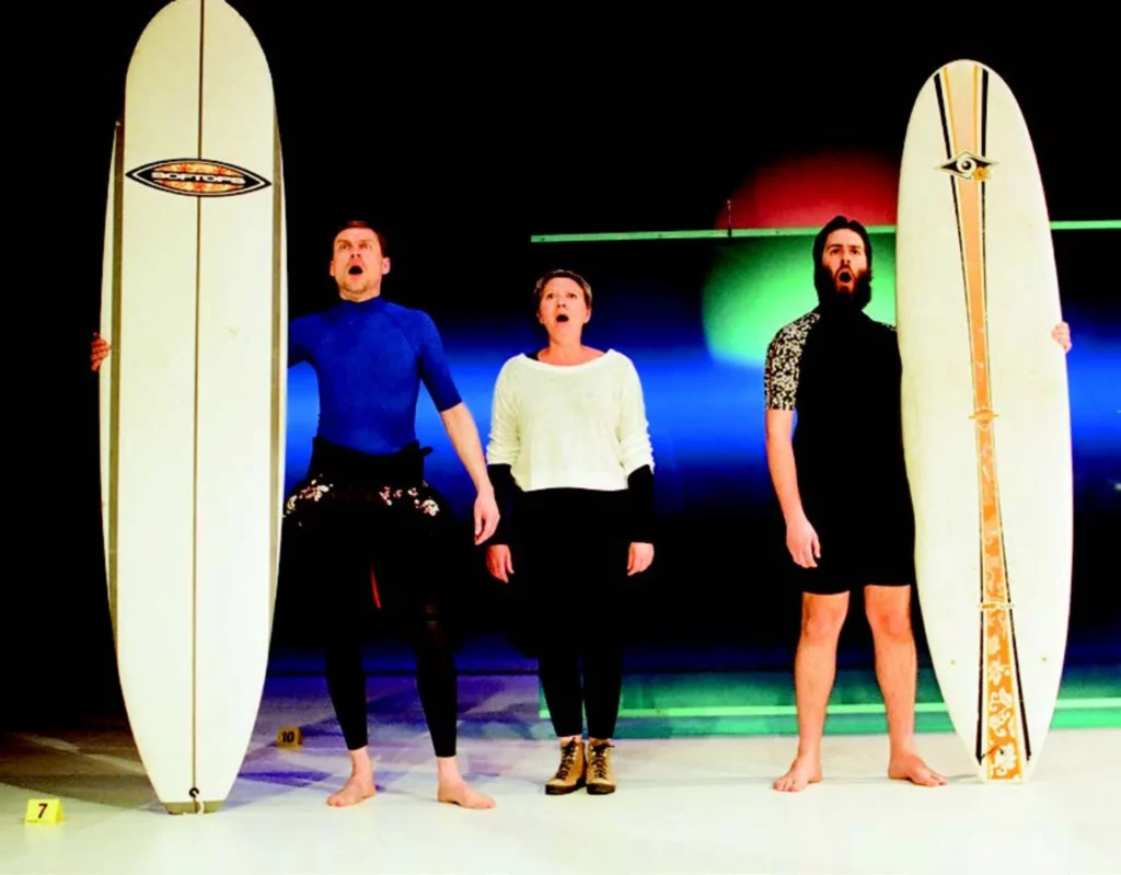Bernard Eylenbosch, Nathalie Cornet et Allan Bertin dans Quarante-et-un de Transquinquennal, 2014. Photo Herman Sorgeloos.