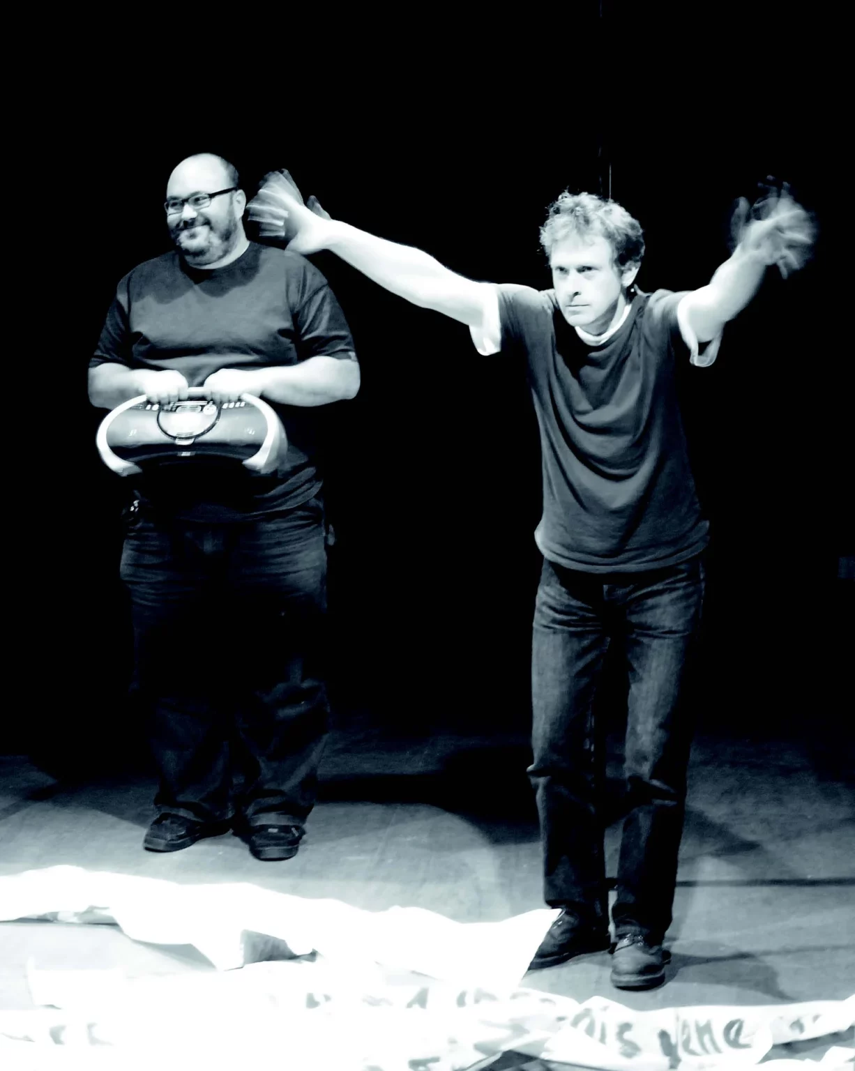 Stéphane Olivier et Miguel Decleire dans Blind Date de Transquinquennal, 2008. Photo Céline Renchon.