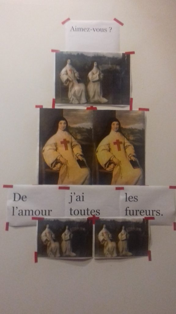  Le LoKal, Compagnie Jean-Michel Rabeux, murs du couloir d’entrée, collages, Temps Nu Avec Texte [1] : Phèdre/Brisures d’après Jean Racine, Saint-Denis, Juin 2019