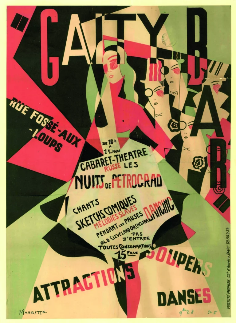 Affiche de René Magritte pour le cabaret du Gaity. Archives de la Ville de Bruxelles