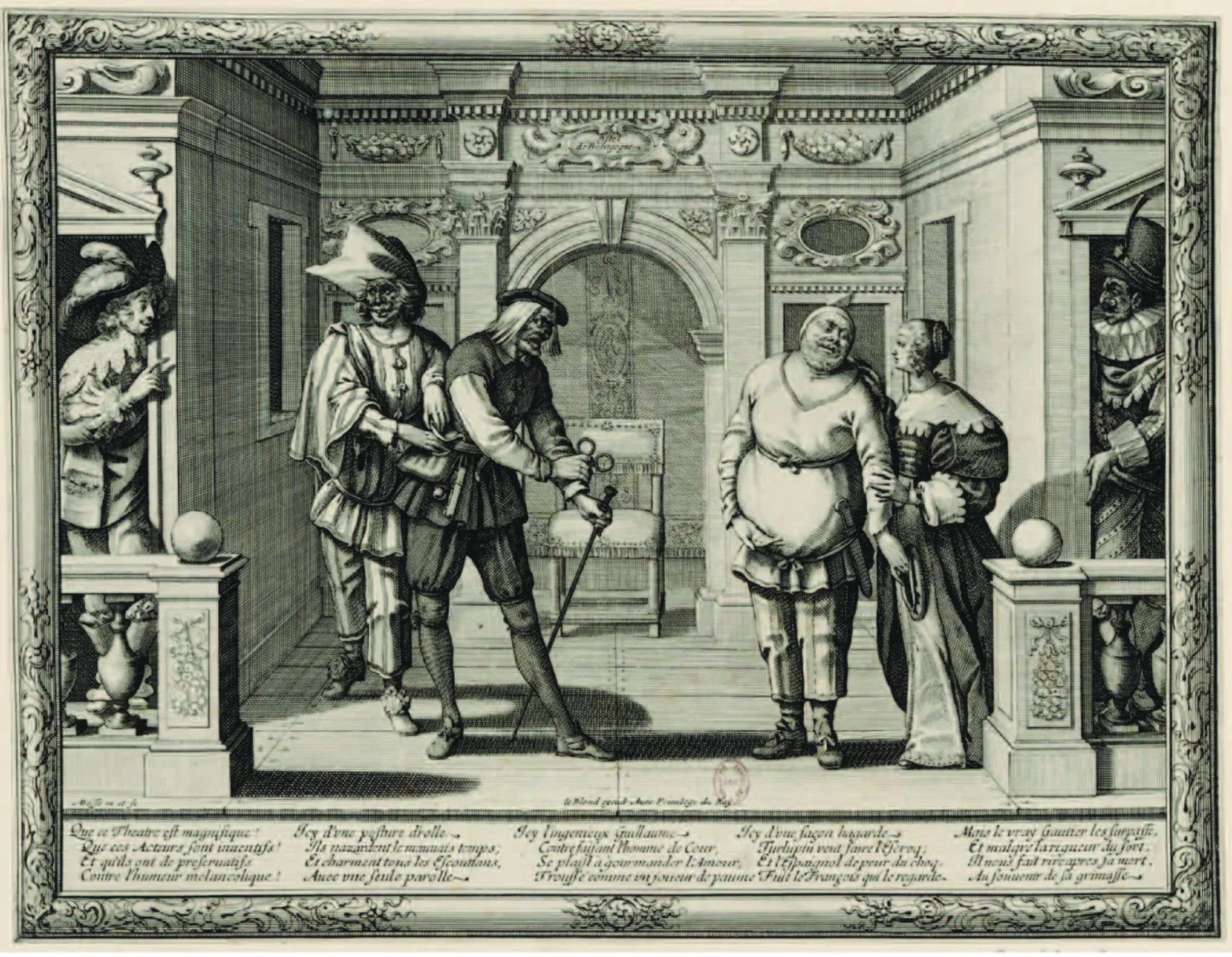 LES CoMéDIENS DE «L’oSTEL DE BoURGoGNE », Abraham Bosse (1602-1676). Estampe. Source gallica.bnf.fr / Bibliothèque nationale de France.