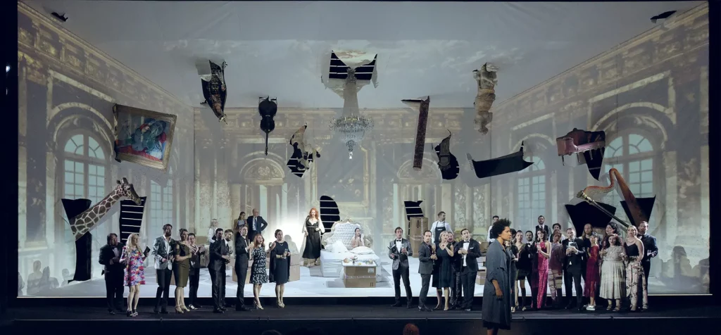 The Rake’s Progress, mise en scène Simon McBurney, vidéo Will Duke, création au Festival international d’Art lyrique d’Aix-en-Provence, 2017. Photo Vincent Pontet.