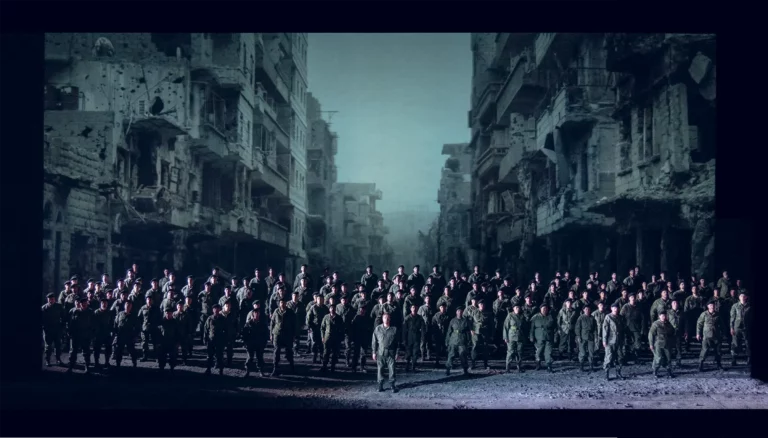 Idomeneo, mise en scène Robert Carsen, vidéo Will Duke, création au Teatro Real à Madrid, 2019. Photo Javier del Real.