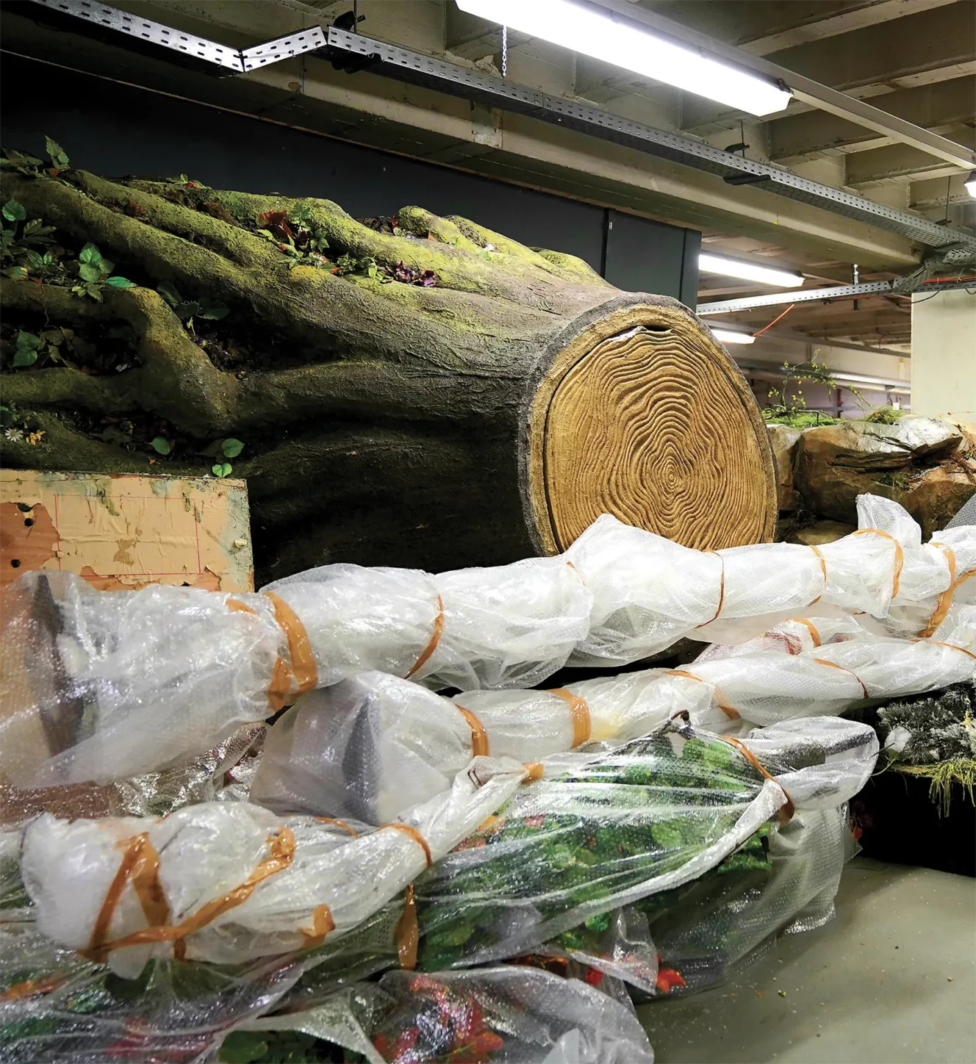 Déchargement du décor de Foxie! La Petite Renarde rusée de Leoš Janá ek, mise en scène Christophe Coppens, La Monnaie, 2017. Photo Bernd Uhlig.