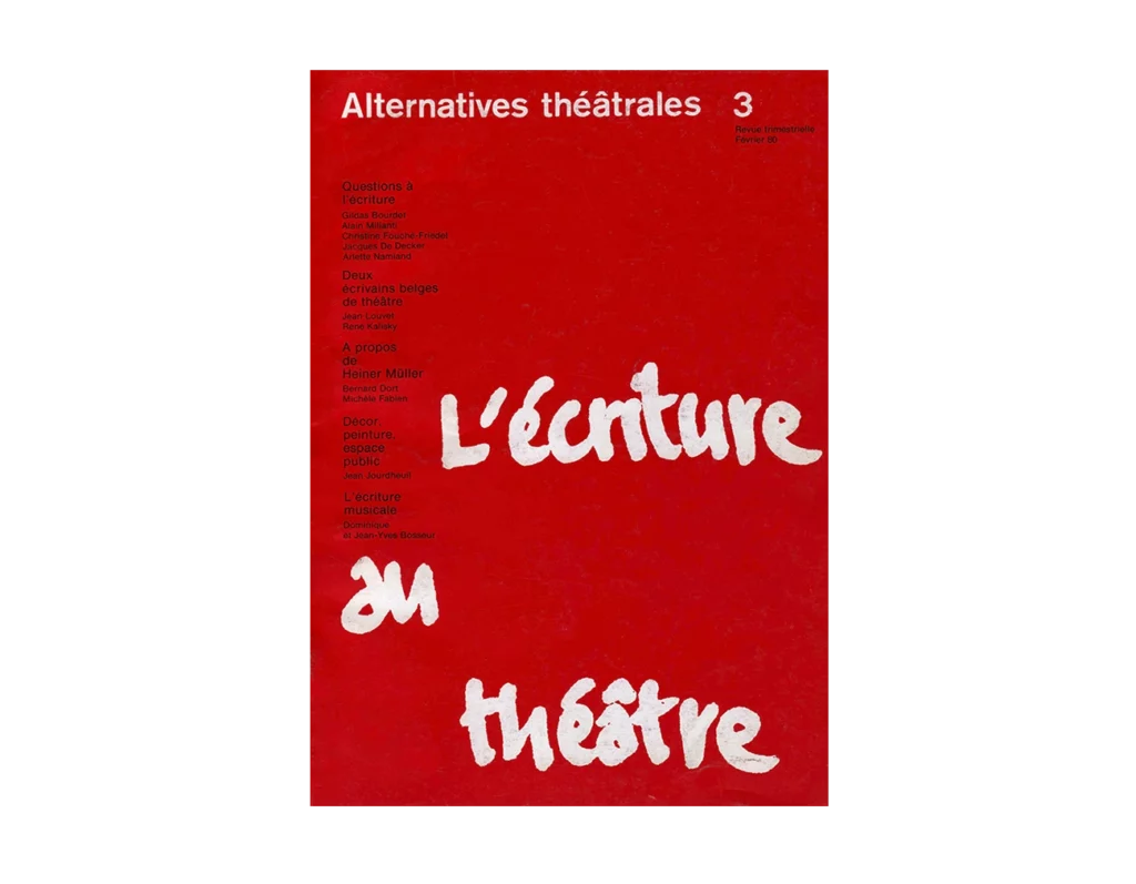 L'écriture au théâtre-Couverture du Numéro 3 d'Alternatives Théâtrales