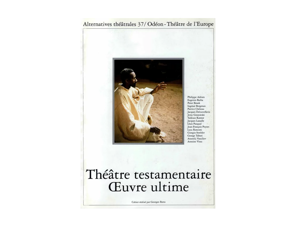 Théâtre testamentaire Oeuvre ultime-Couverture du Numéro 37 d'Alternatives Théâtrales